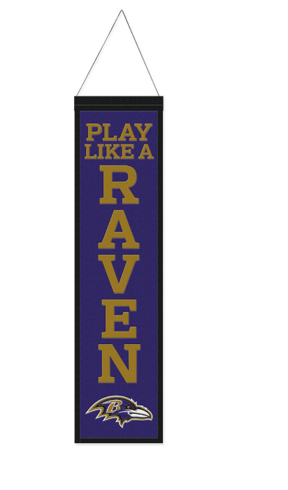 Baltimore Ravens Team Slogan 8 X 32 Wool Banner