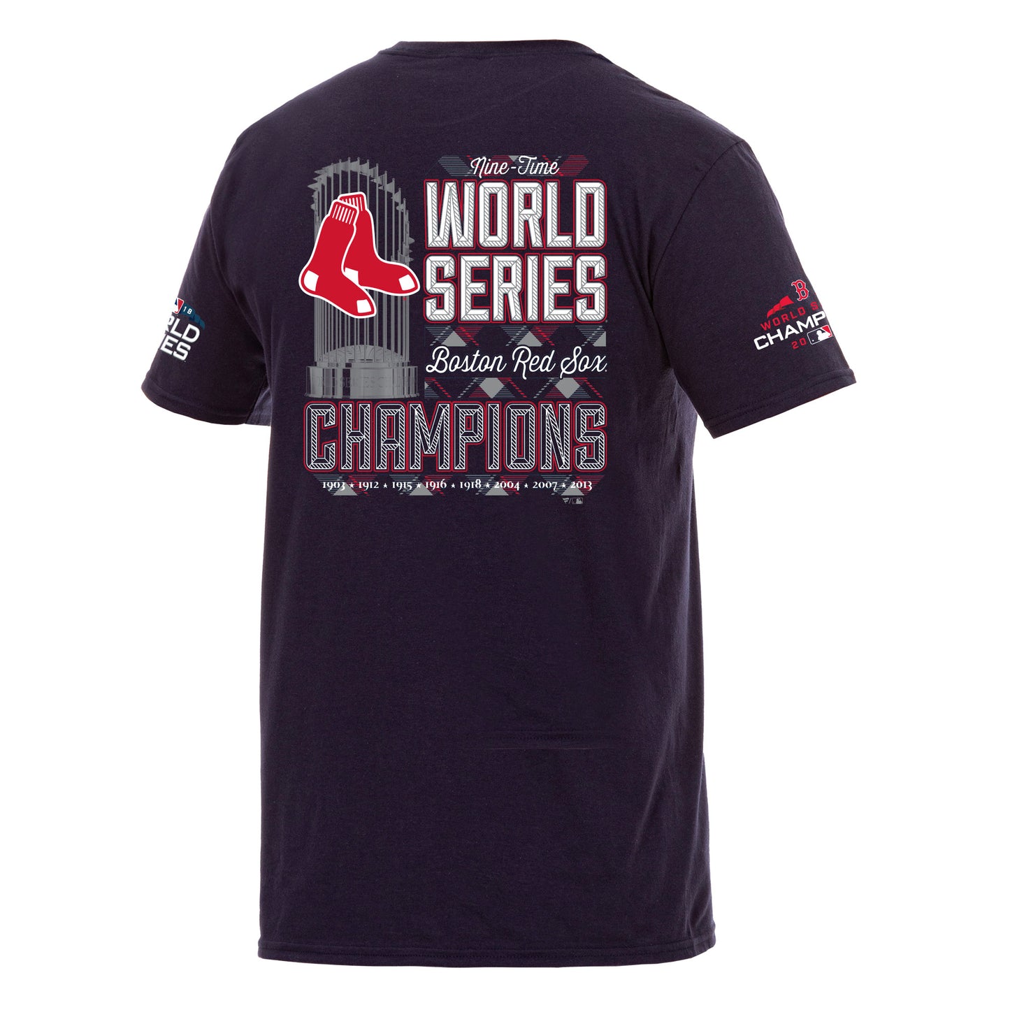 Boston Red Sox Blue 9 Time World Series Champions 2 Sided Tee Shirt