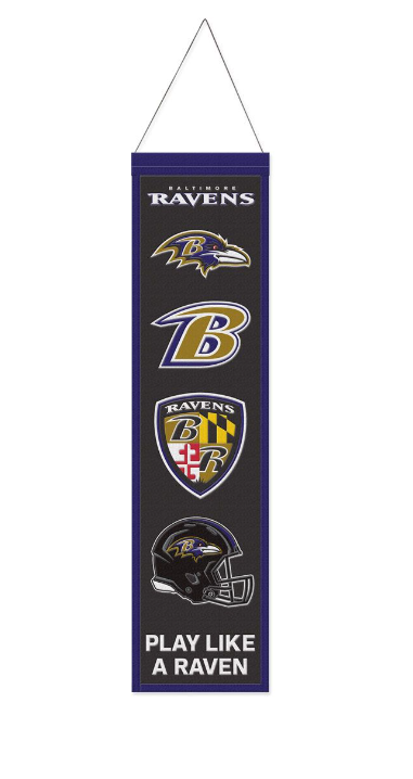 Baltimore Ravens Team Evolution Heritage 8 X 32 Wool Banner