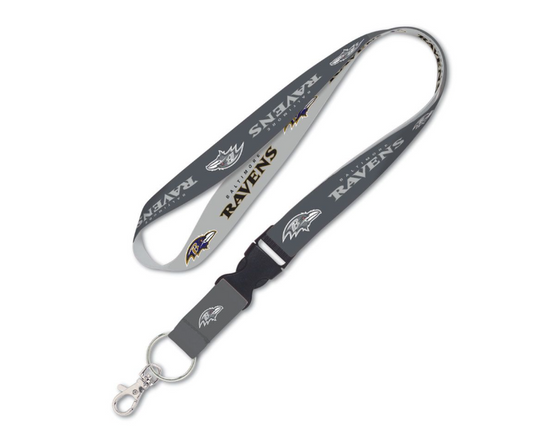 Baltimore Ravens Wincraft Gray 1" Sport Lanyard With Detachable Buckle