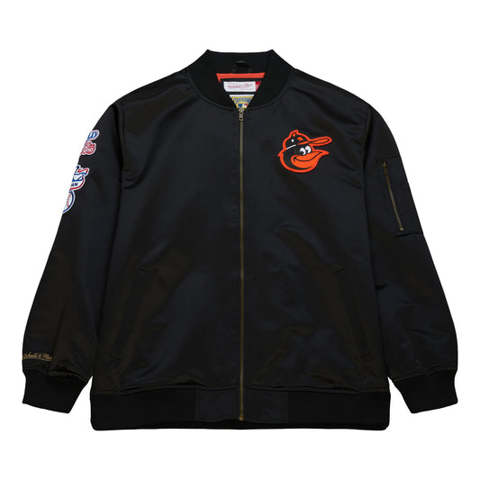 Baltimore Orioles Mitchell & Ness Black Satin Bomber Jacket