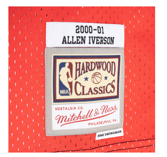 Philadelphia 76ers Mitchell & Ness #3 Allen Iverson Split 2000-01 Hardwood Classics Swingman Jersey