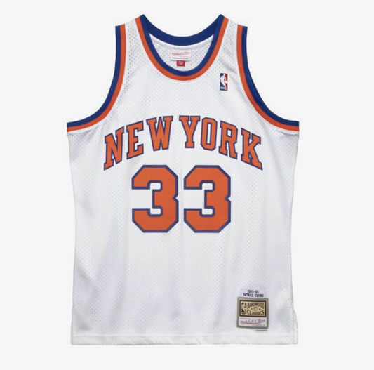 New York Knicks Mitchell & Ness #33 Patrick Ewing White 1985-86 Hardwood Classics Swingman Jersey