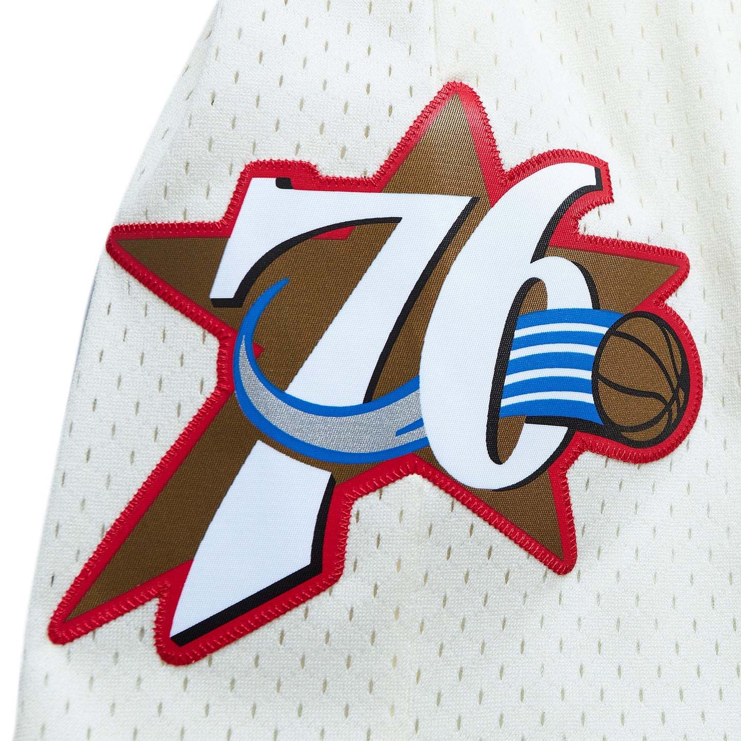 Philadelphia 76ers Mitchell & Ness Hardwood Classics Cream 2000 Logo Swingman Shorts