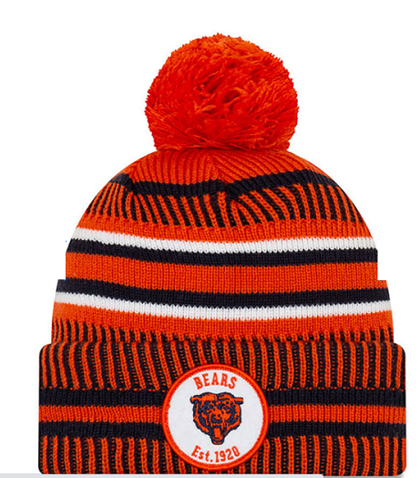 Chicago Bears New Era Sideline Sport Cuffed Pom Knit Hat-Orange