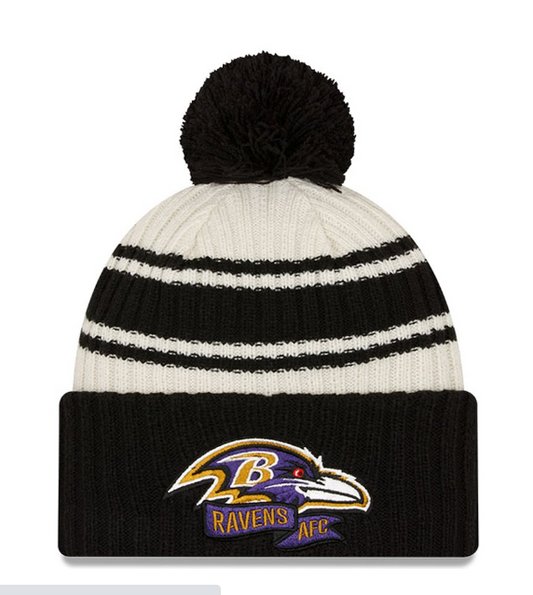 Baltimore Ravens Sideline Banner Black Sport Knit Sideline Hat  W/Pom