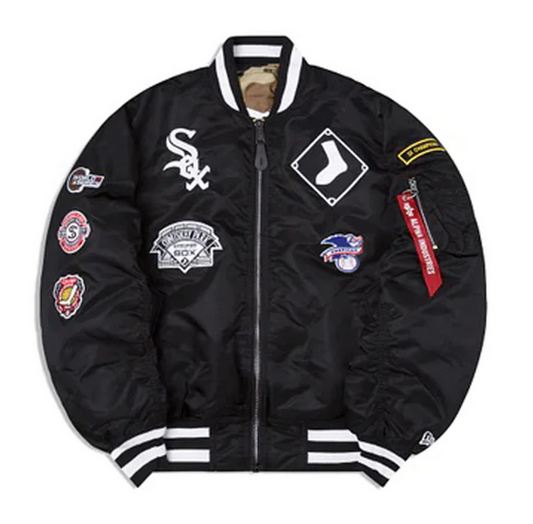 Chicago White Sox Alpha Industries MA-1 Reversible Bomber Jacket-Black/Camo