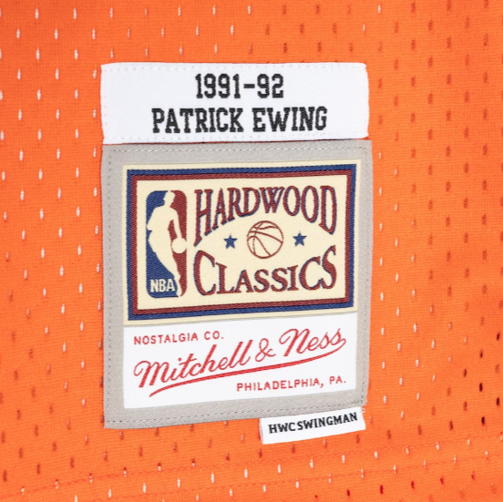 New York Knicks Mitchell & Ness #33  Patrick Ewing Split 1991-92 Hardwood Classics Swingman Jersey