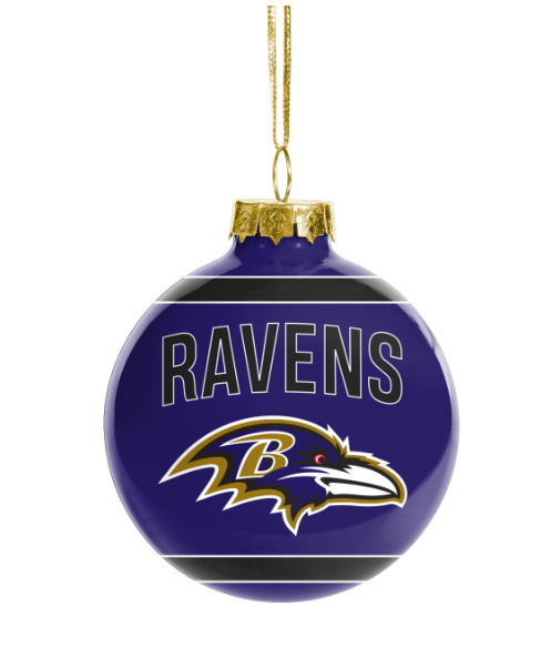 Baltimore Ravens FOCO Glass Ball Ornament