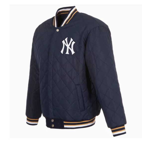 New York Yankees 27-Time World Series Champions Reversible Commemorative Mens Wool Jacket - Navy
