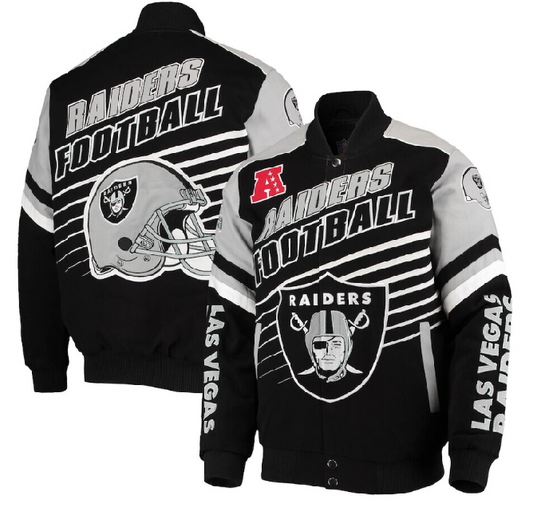 Las Vegas Raiders NFL Extreme Strike Cotton Twill Jacket By GIII - Black