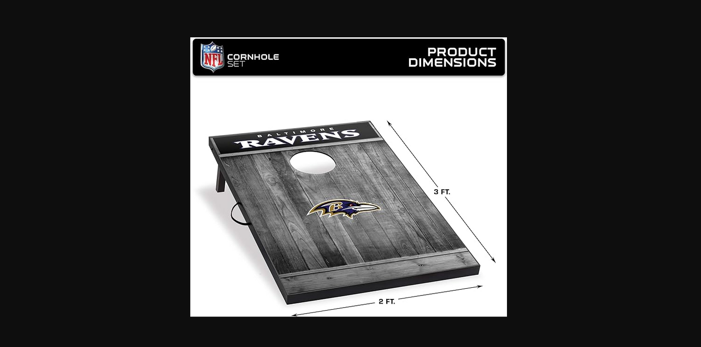 Baltimore Ravens Gray Rustic Wild Sports 2'x3' MDF Wood NFL Cornhole Set