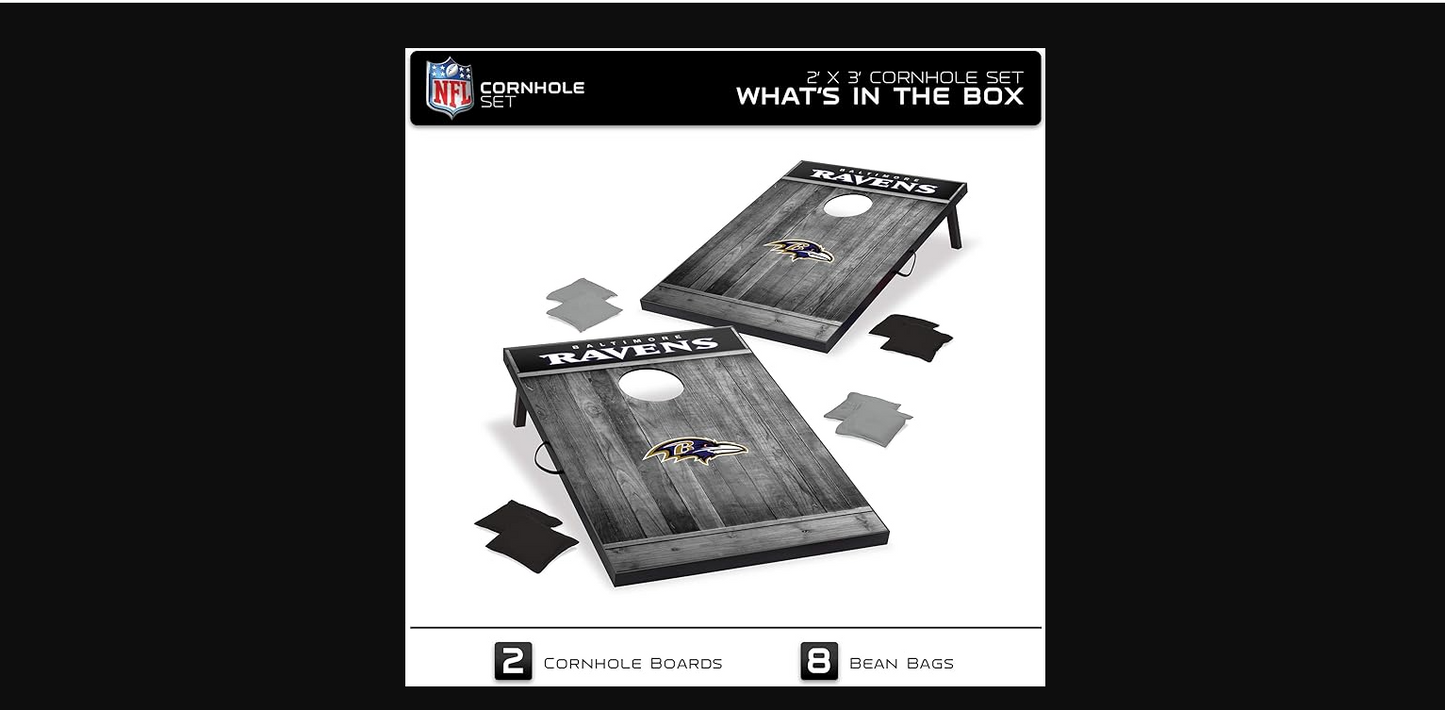 Baltimore Ravens Gray Rustic Wild Sports 2'x3' MDF Wood NFL Cornhole Set