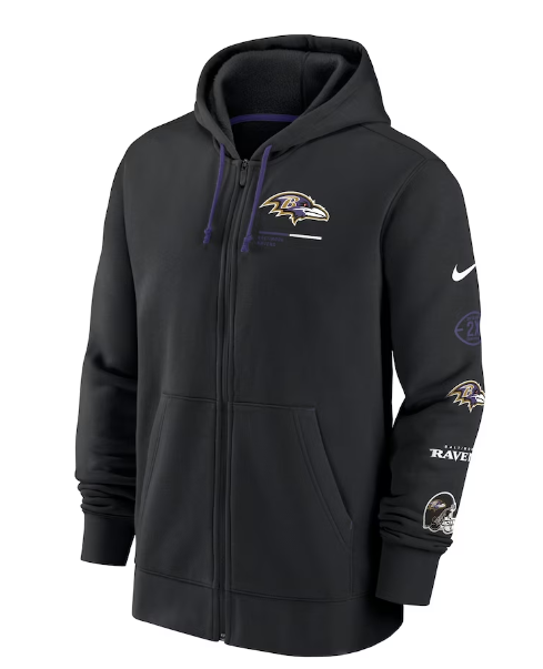 Baltimore Ravens Nike Surrey Full Zip Hoodie- Black