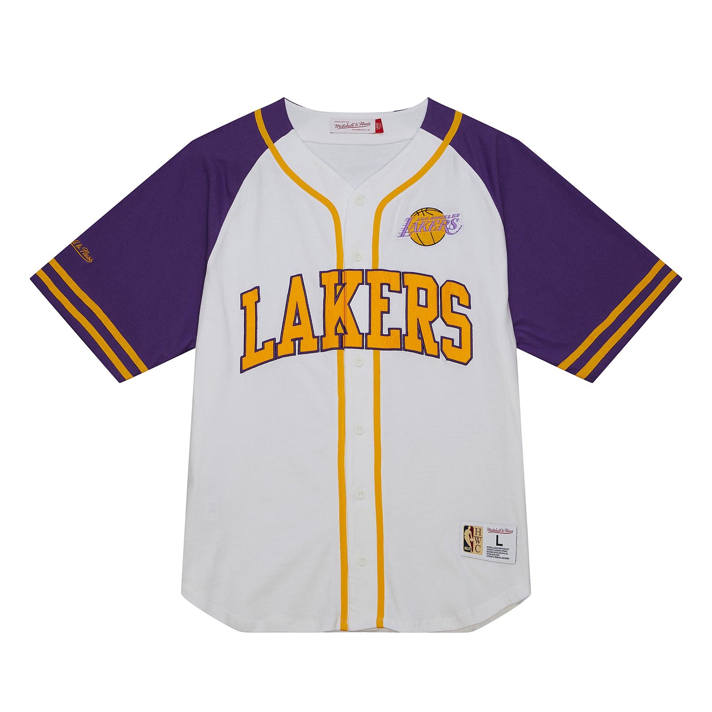 Los Angeles Lakers Mitchel & Ness Practice Day Button Men's Jersey - White