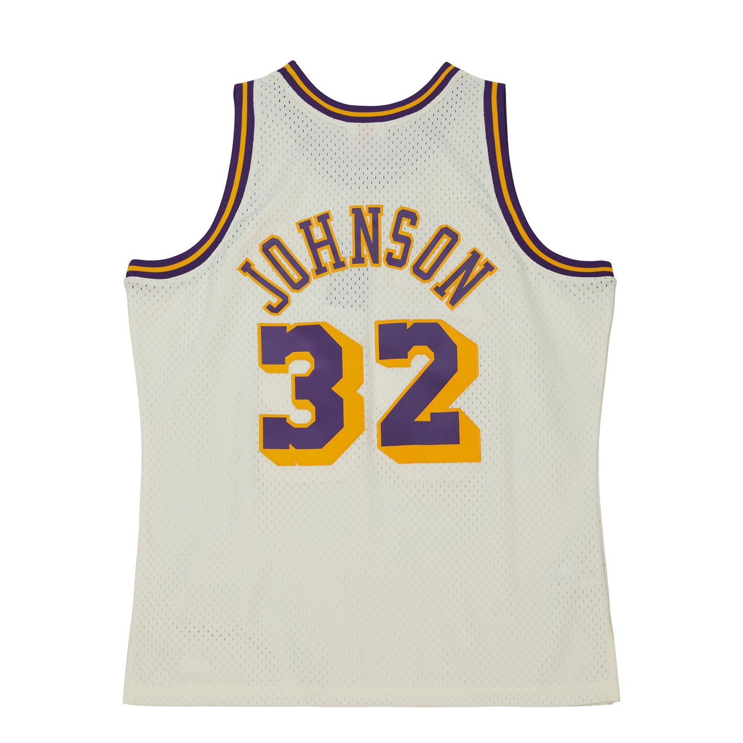 Los Angeles Lakers Mitchell & Ness #32 Magic Johnson Cream 1984-85 Hardwood Classic Swingman Jersey