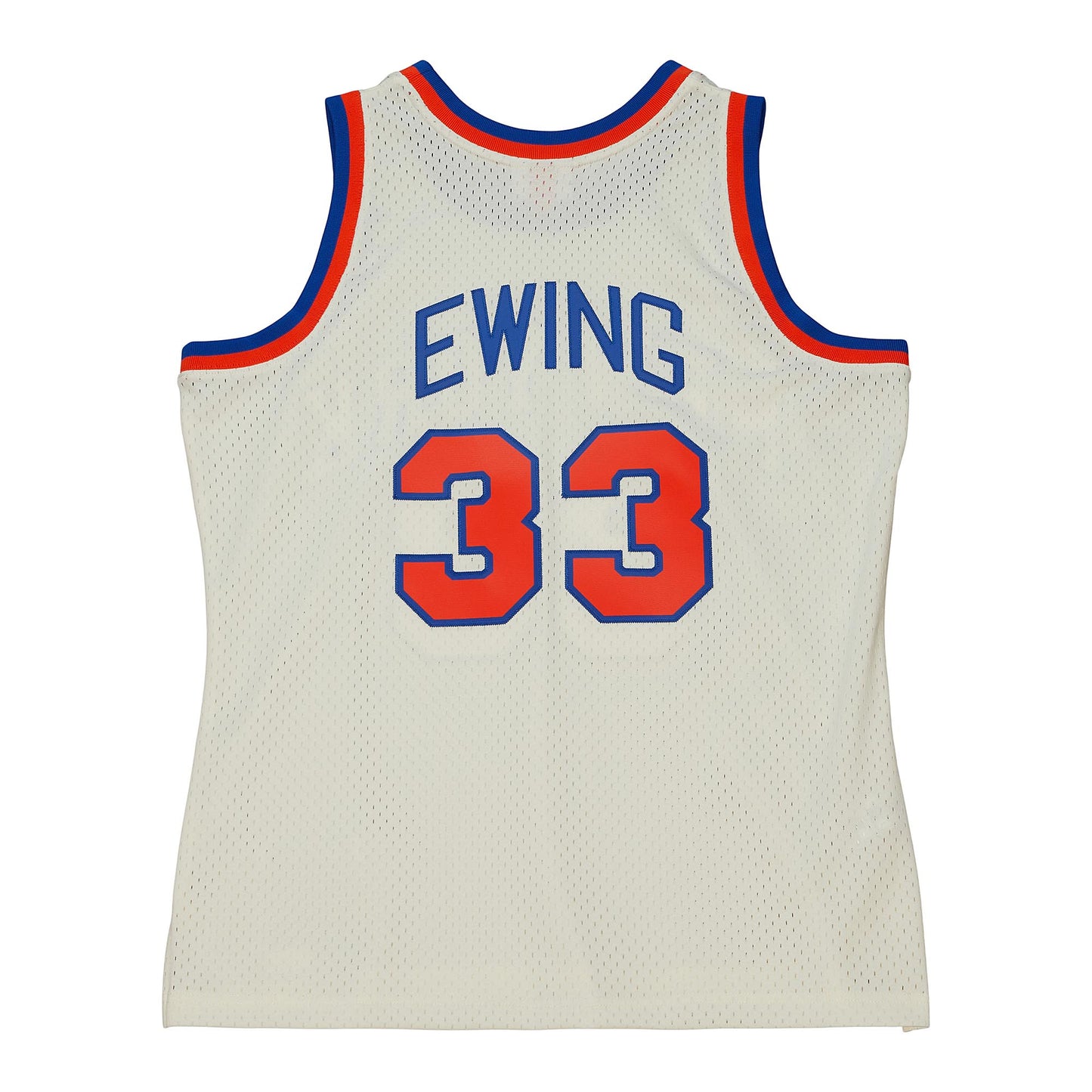 New York Knicks Mitchell & Ness #33 Patrick Ewing Cream 1985-86  Hardwood Classics Swingman Jersey
