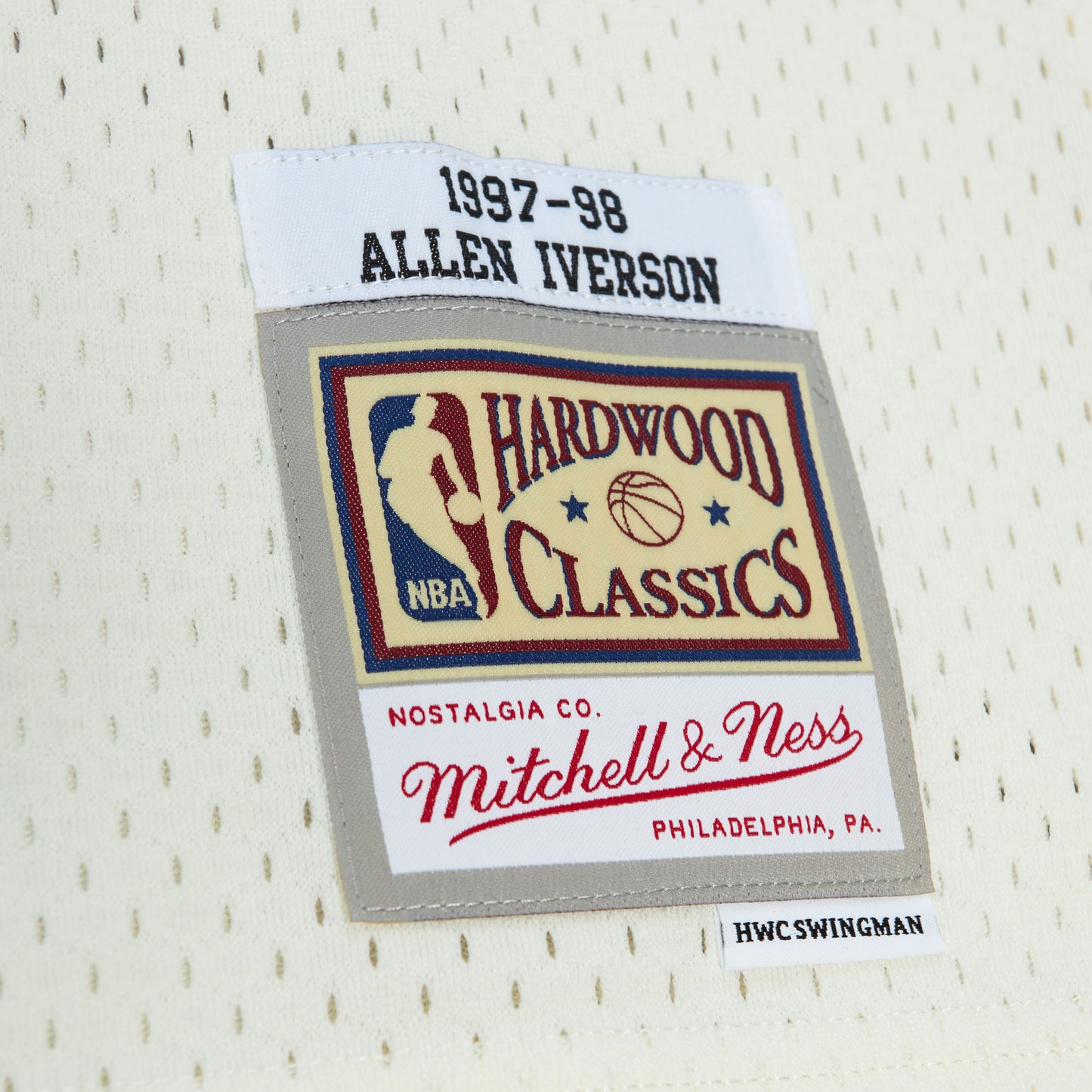 Philadelphia 76ers Mitchell & Ness #3 Allen Iverson Cream 1997-98 Hardwood Classics Swingman Jersey