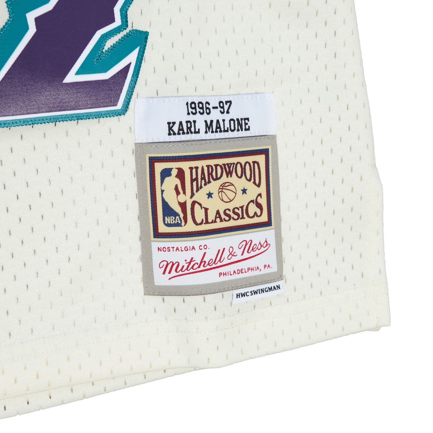 Utah Jazz Mitchell & Ness #32 Karl Malone Cream 1996-97 Hardwood Classics Swingman Jersey