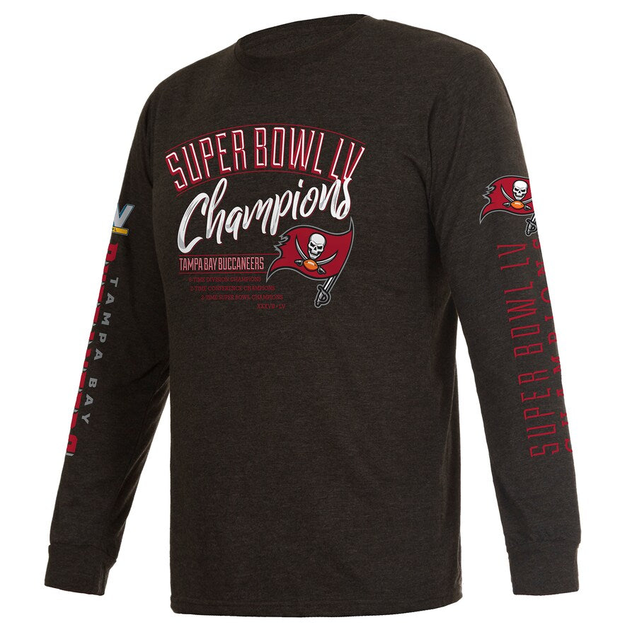 Tampa Bay Buccaneers 2-Time Super Bowl Champions Long Sleeve T-Shirt - Charcoal Gray