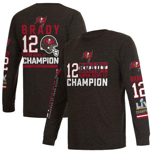 Tampa Bay Buccaneers Tom Brady Super Bowl LV Champions Name & Number L/S Tee