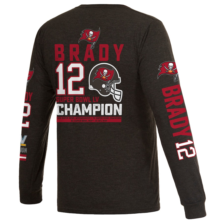 Tampa Bay Buccaneers Tom Brady Super Bowl LV Champions Name & Number L/S Tee