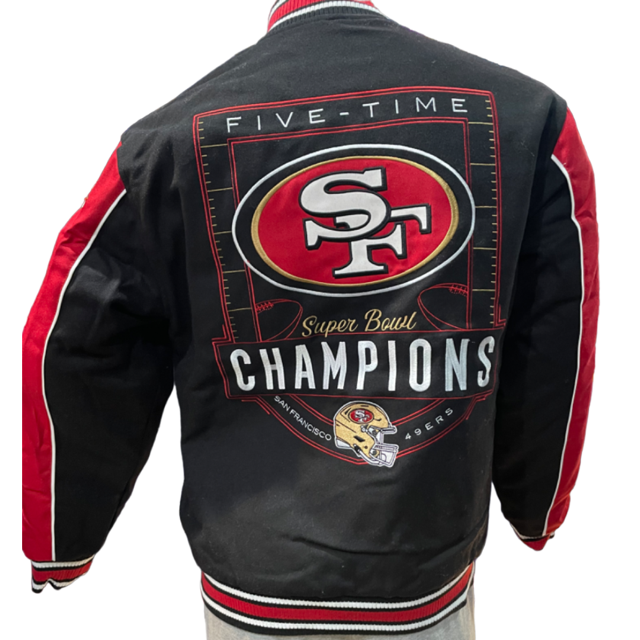 San Francisco 49ers JH Desgin 5 Time Commemorative Reversible Quilted Wool Men's Jacket