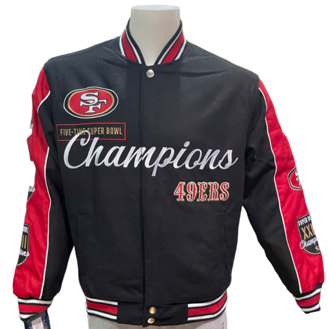 San Francisco 49ers JH Desgin 5 Time Commemorative Reversible Quilted Wool Men's Jacket