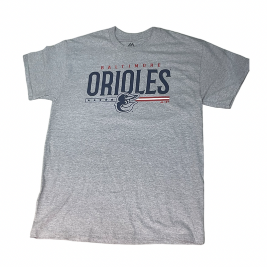 Baltimore Orioles Majestic Stars and Stripes July 4th T-shirt- Gray
