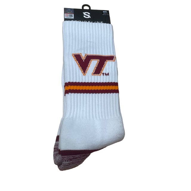 Virginia Tech Strideline Hokie Logo Crew Socks- White
