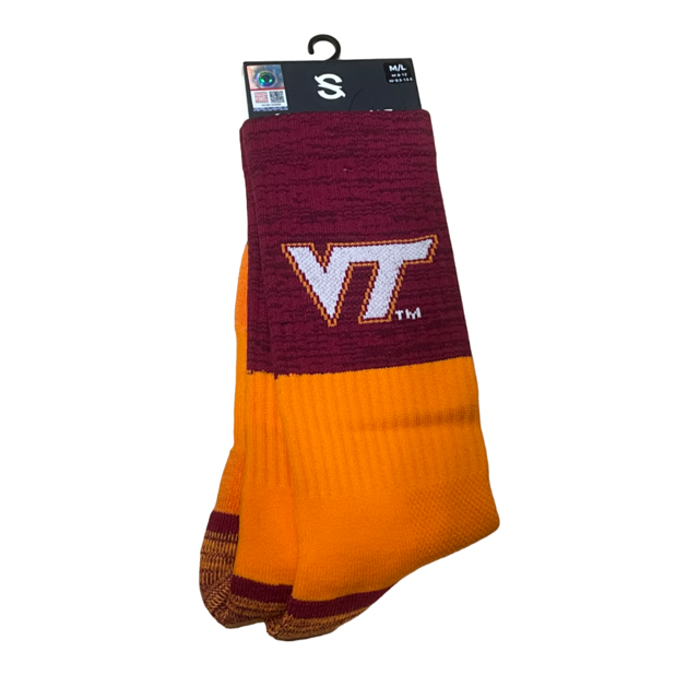 Virginia Tech Strideline Hokie Logo Crew Socks- Orange
