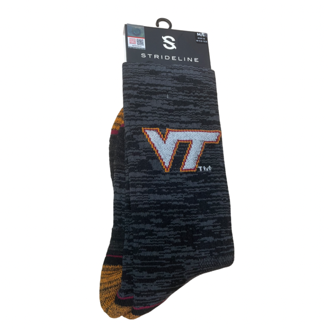 Virginia Tech Strideline Hokie Logo Crew Socks- Gray