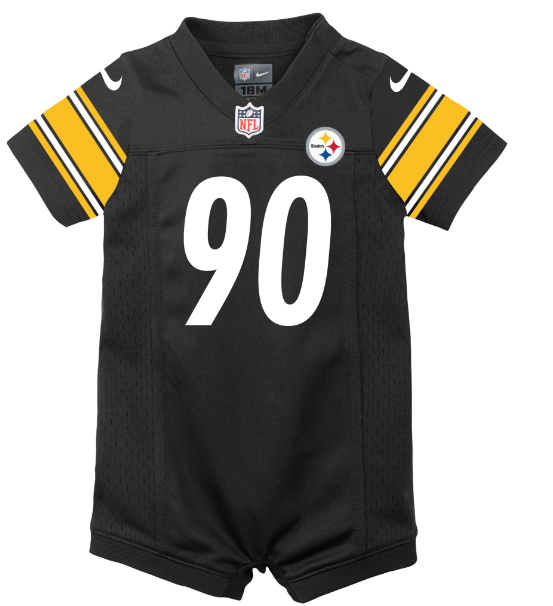 Pittsburgh Steelers Nike # 90 T.J Watt Infant Jersey Romper- Black
