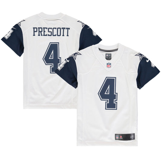 Dallas Cowboys Nike #4 Dak Prescott Youth Game Jersey- White Color Rush