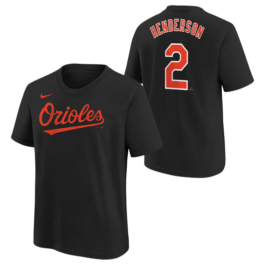 Baltimore Orioles Nike #2 Gunner Henderson Youth Player Black T-Shirt