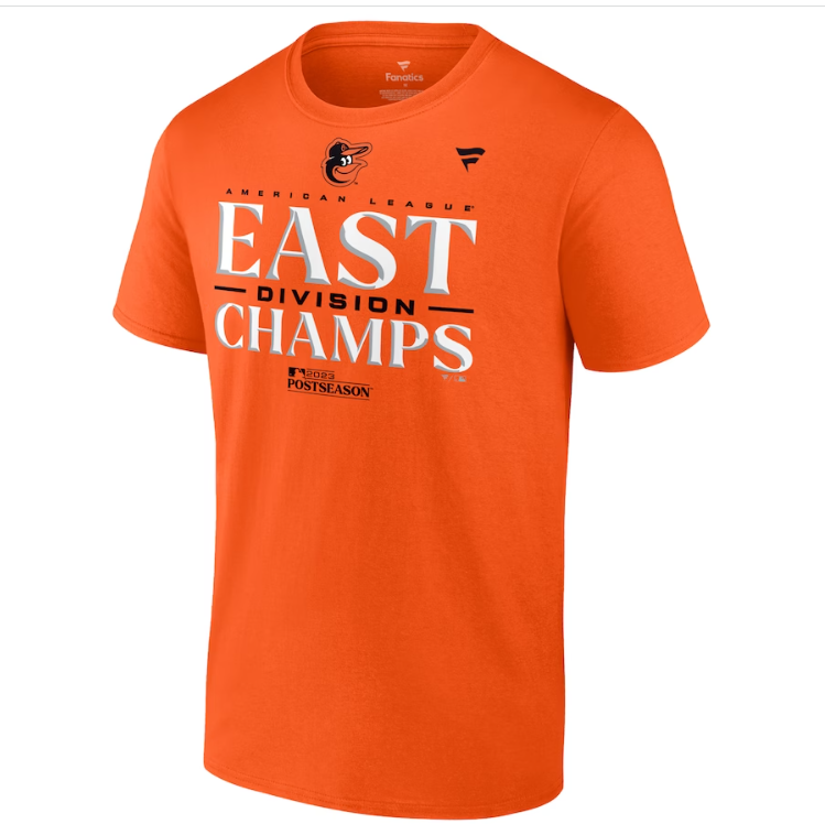 Baltimore Orioles Youth Fanatics Orange 2023 American League East Champions Locker Room T-Shirt