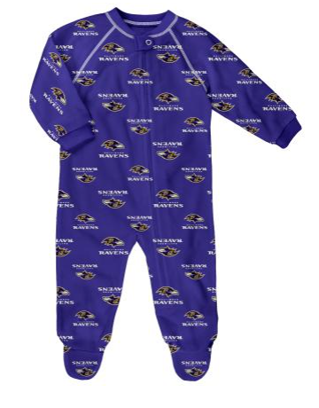 Baltimore Ravens Infant All Over Print Full Zip Infant Long Sleeve Sleeper Bodysuit