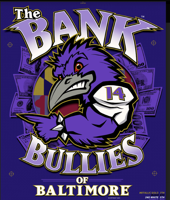 Baltimore Ravens 2023 Playoffs The Bank Bullies of Baltimore Long Sleeve T-Shirt Purple