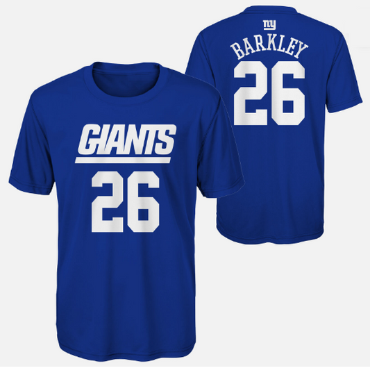New York Giants Youth #26 Saquon Barkley Performance Mainliner Name & Number T-Shirt