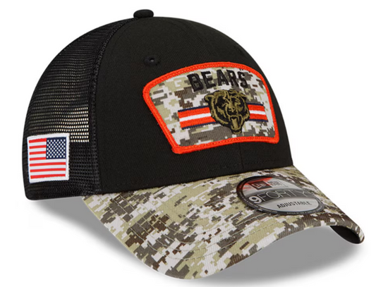 Chicago Bears New Era Salute to Service 9FORTY Adjustable Hat - Black