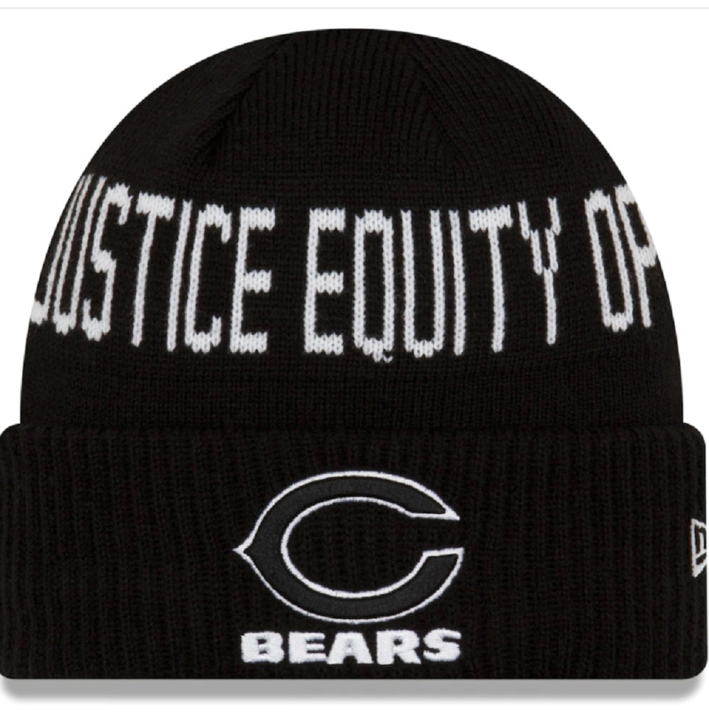 Chicago Bears New Era Black Team Social Justice Cuffed Knit Hat