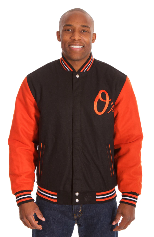 Baltimore Orioles J.H. Design Black/Orange 2 Tone Wool Reversible Jacket