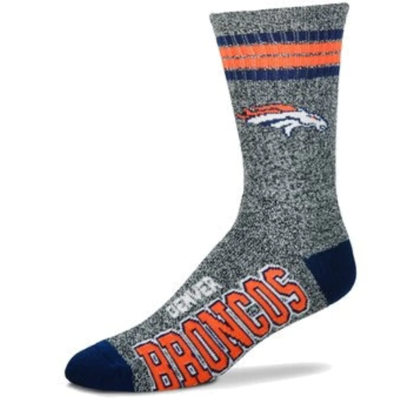 Denver Broncos For Bare Feet Adult Gray Got Marbled Socks