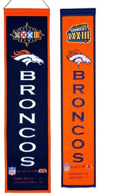 Denver Broncos 8 X 32 Super Bowl Champions Heritage Banner