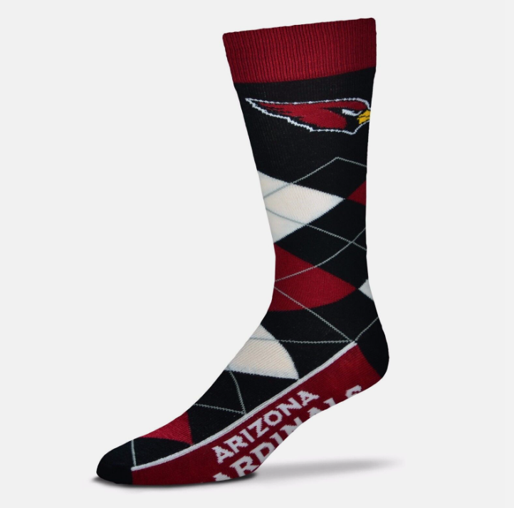 Arizona Cardinals For Bare Feet Argyle Lineup Socks OSFM