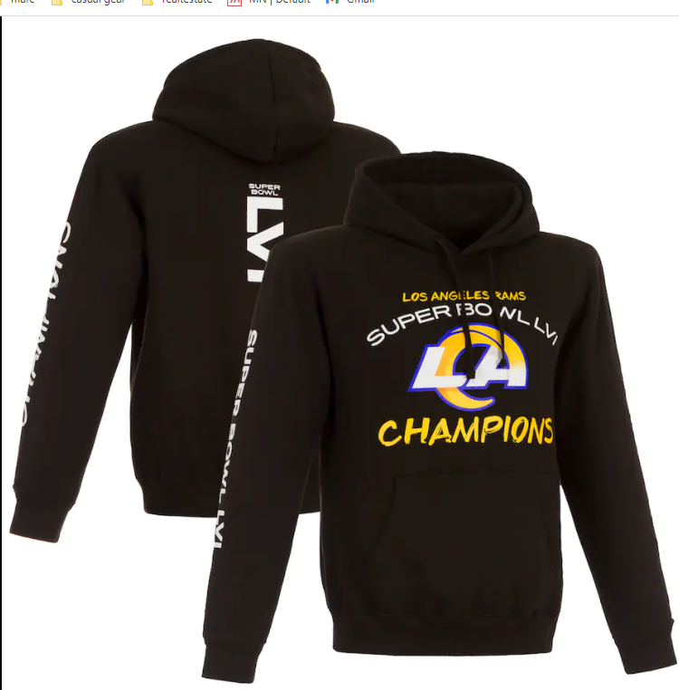 Los Angeles Rams JH Design Super Bowl LVI Champions Pullover Hoodie