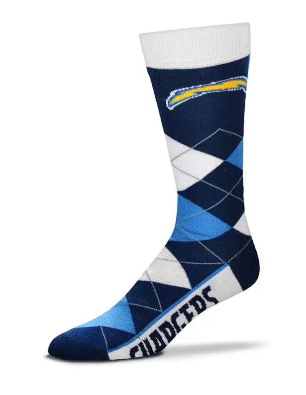 Los Angeles Chargers For Bare Feet Argyle Lineup Socks OSFM