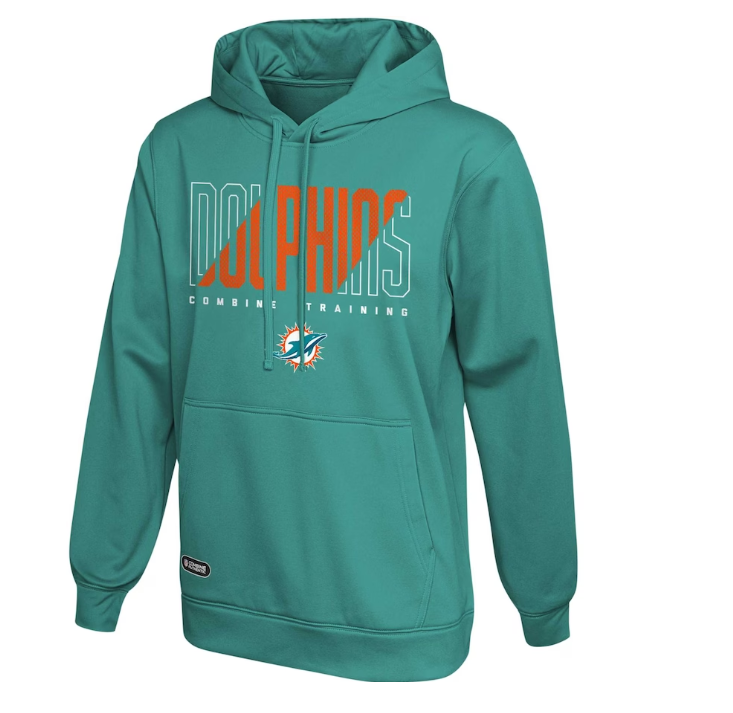 Miami Dolphins Backfield Combine Authentic Pullover Hoodie- Aqua