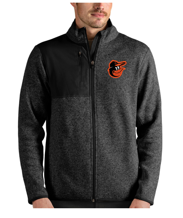 Baltimore Orioles Antigua Course Full-Zip Jacket - Marled Black