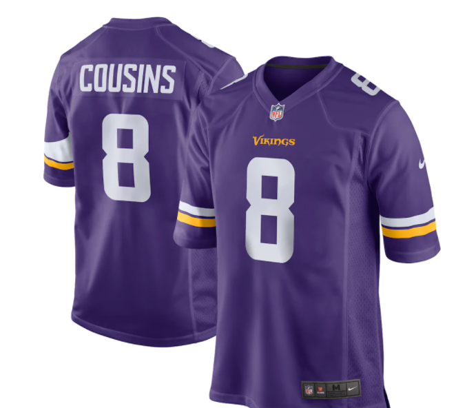 Minnesota Vikings #8 Kirk Cousins Mens Game Jersey - Purple